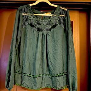 Deep green dressy boho top from Skies Are Blue